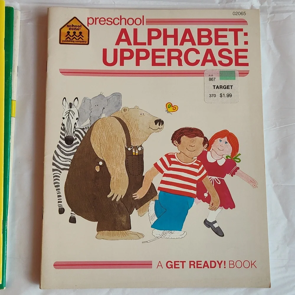 7 Vintage Pre-K Kindergarten & First Grade Educational Workbooks Coloring Books